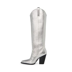 Silver Steve Madden Cowboy Boots